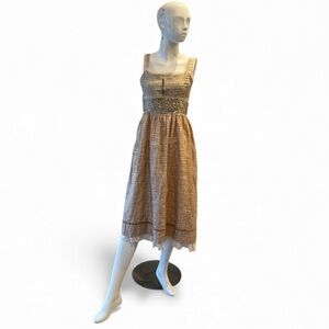 Easton Preston Vintage Handwoven Hand Embellished Silk Tan Dress Size 6 NWT